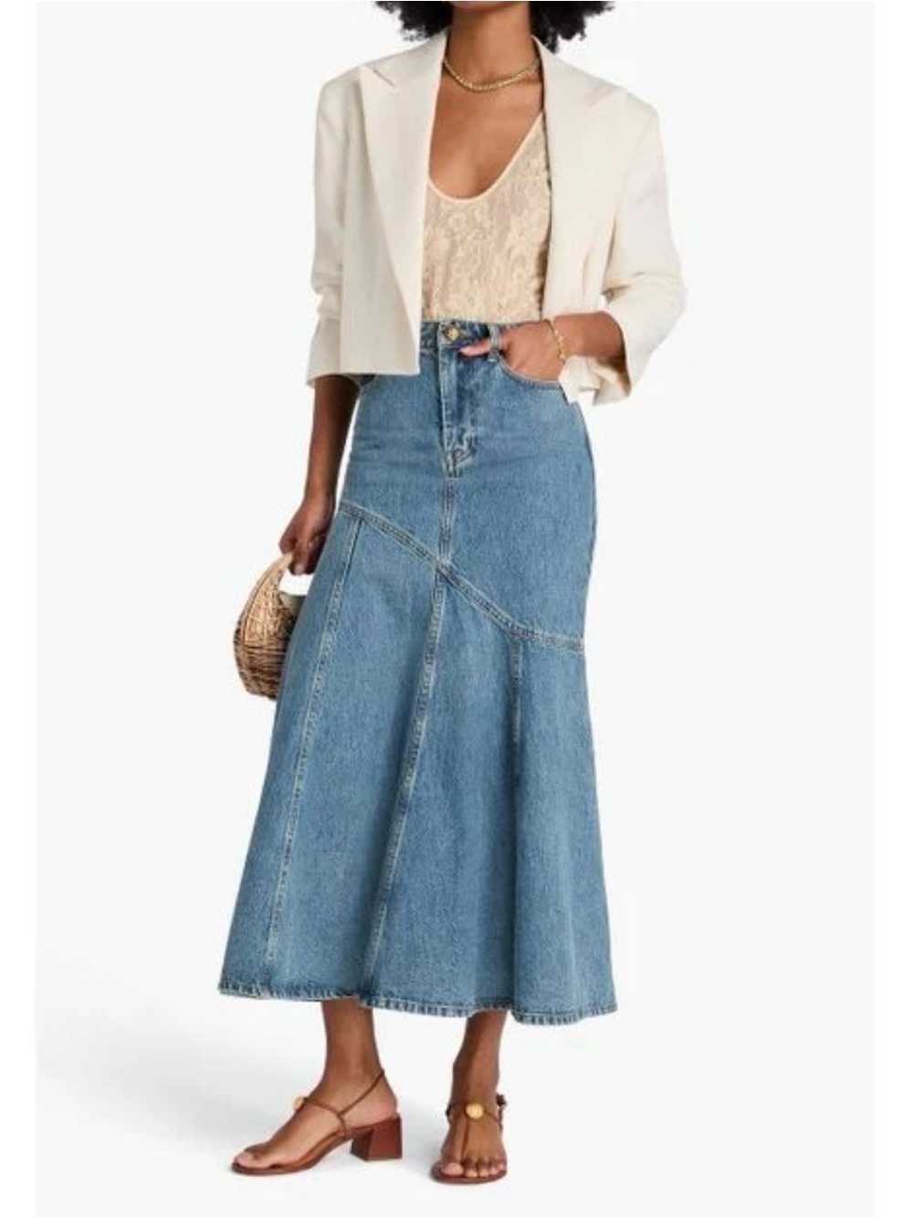 Zimmermann Denim Maxi Panel Skirt in Light Blue Size 8 US